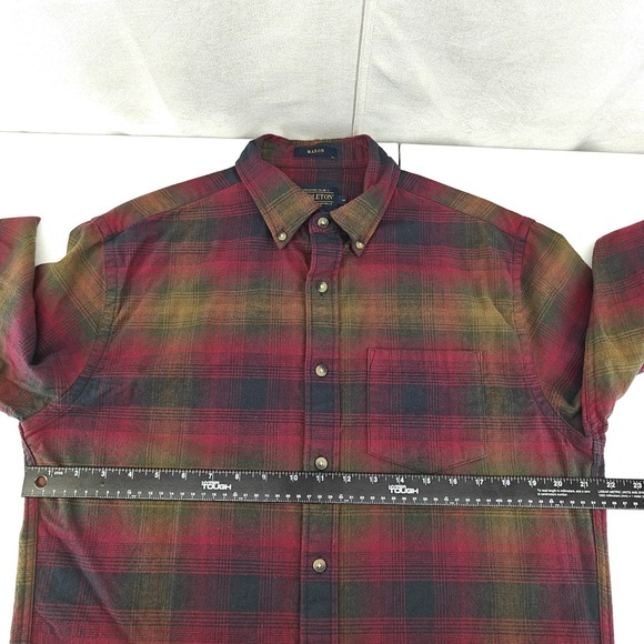 Pendleton Mason Shirt Men Medium Flannel Shadow Plaid Button Long Sleeve Western - Picture 9 of 12